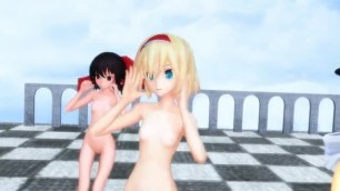 MMD Fukkireta Alice,Reimu and Marisa