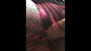 Crossdressing FTM Teased through his Fishnets