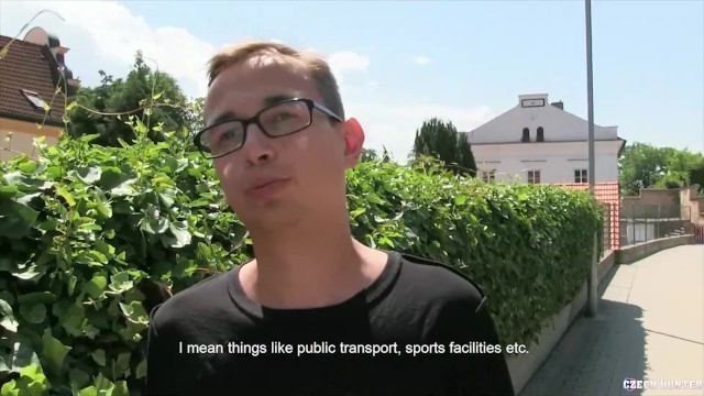 CZECH HUNTER 448 - Twink with Trendy Glasses Gets his Balls Played with