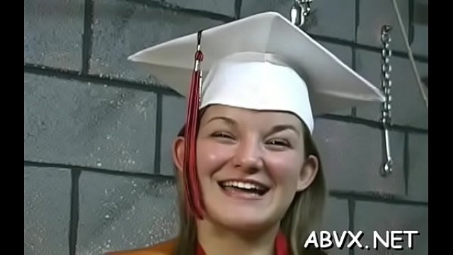 Classy floozy is masturbating with her fake penis