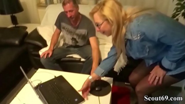 German step Mom Caught Jerking and Helps him with Fuck